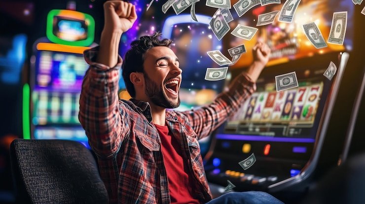 Android smartphone displaying casino entertainment interface with colorful game options